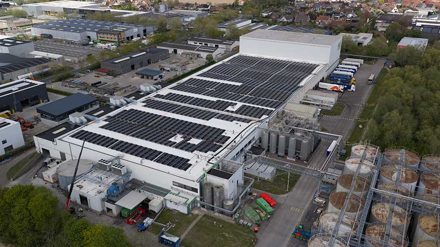 An exterior view of the large Cargill edible oils bottling plant in Izegem, Belgium, following a twenty-one million euro modern infrastructure upgrade.
