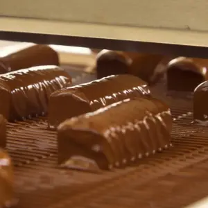 Cocoa butter equivalent for enrobing improving chocolate flow