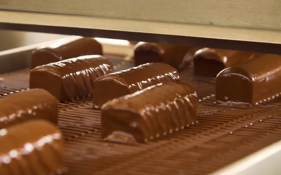 Cocoa butter equivalent for enrobing improving chocolate flow