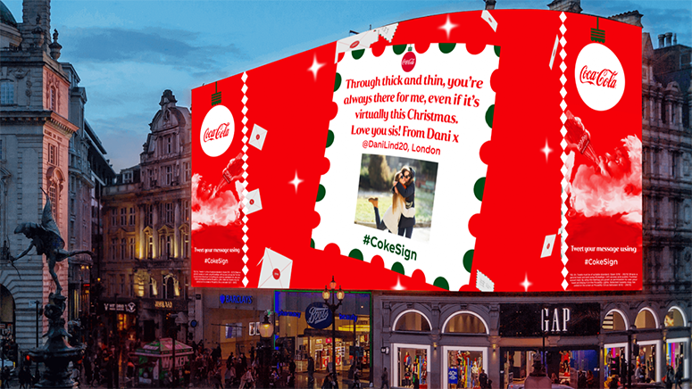 Coca-Cola shares uplifting messages from across the UK on Piccadilly Lights