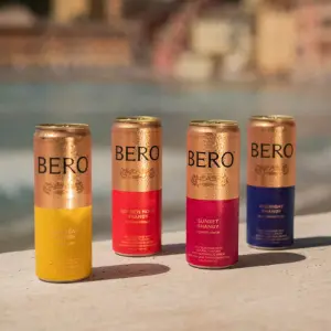 Cans of BERO’s new seasonal shandy range in four fruit‑forward flavours.