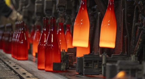 Sovereign British-made sparkling wine bottle produced by Croxsons and Encirc in distinctive amber glass