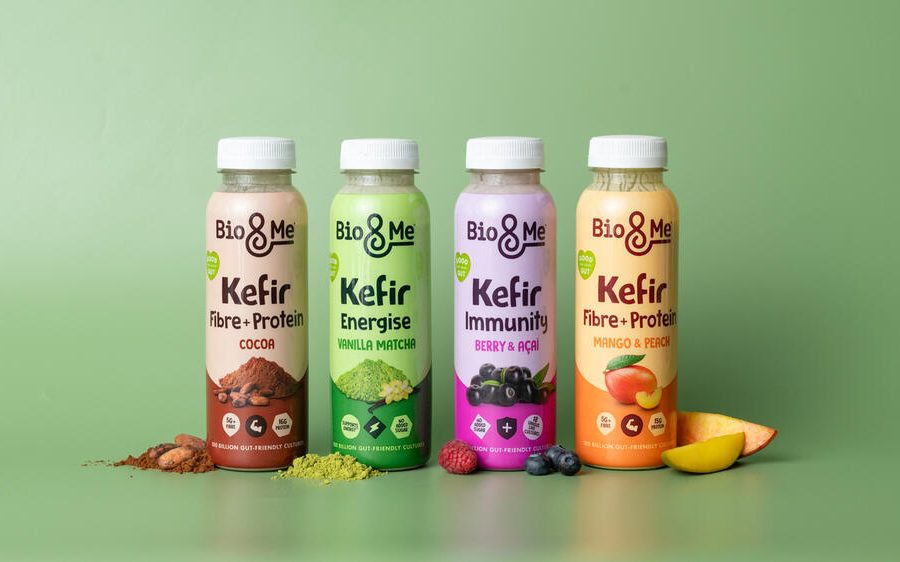 Prism eLogistics packaging for Bio&Me's kefir drink using recyclable shrink sleeve.