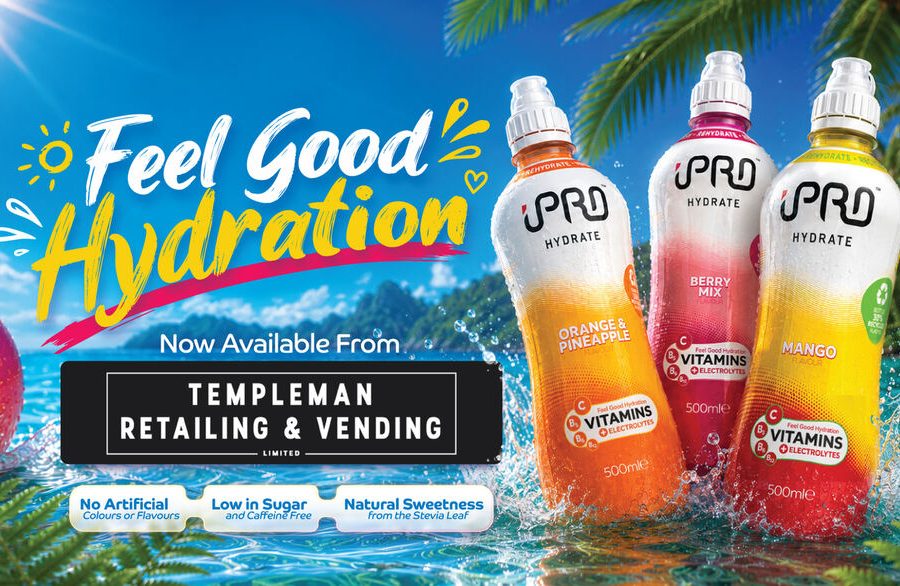 Bottles of iPRO Hydrate functional hydration drinks in Mango, Orange & Pineapple and Berry Mix flavours.