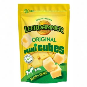 cheese snacking innovation featuring new Leerdammer Mini Cubes in a convenient sharing pouch
