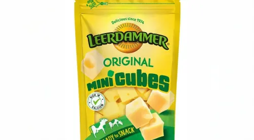 cheese snacking innovation featuring new Leerdammer Mini Cubes in a convenient sharing pouch