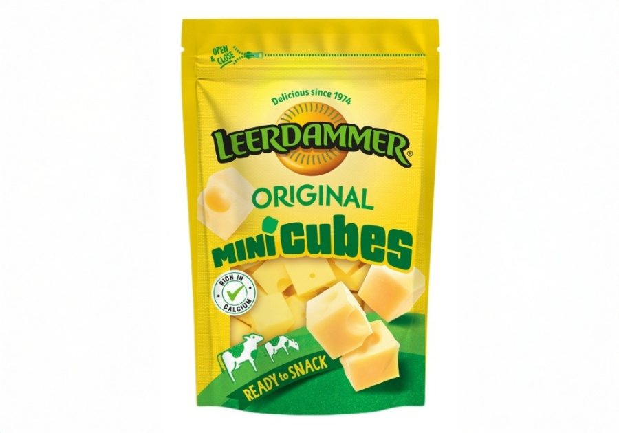 cheese snacking innovation featuring new Leerdammer Mini Cubes in a convenient sharing pouch