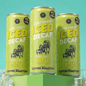 Three cans of Lost Sheep Iced Decaf Latte with Fibre