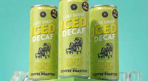 Three cans of Lost Sheep Iced Decaf Latte with Fibre