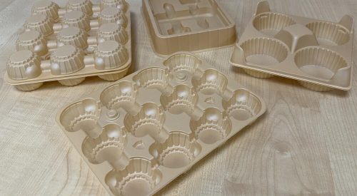 Macpac tray made from thermoformable wood‑polymer composite