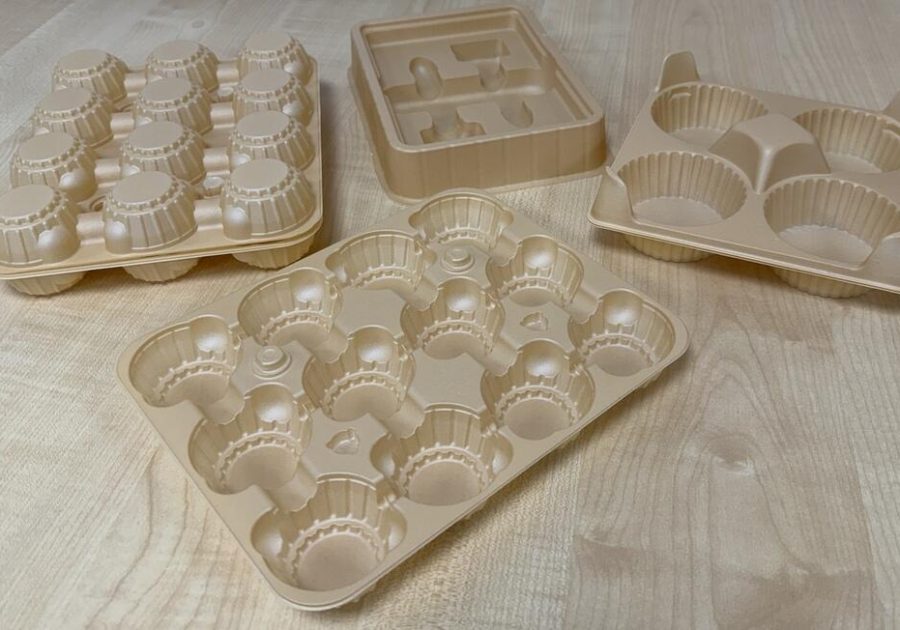 Macpac tray made from thermoformable wood‑polymer composite