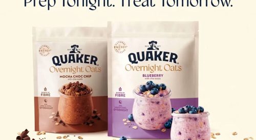 Quaker Overnight Oats range in Blueberry and Mocha Choc Chip flavours
