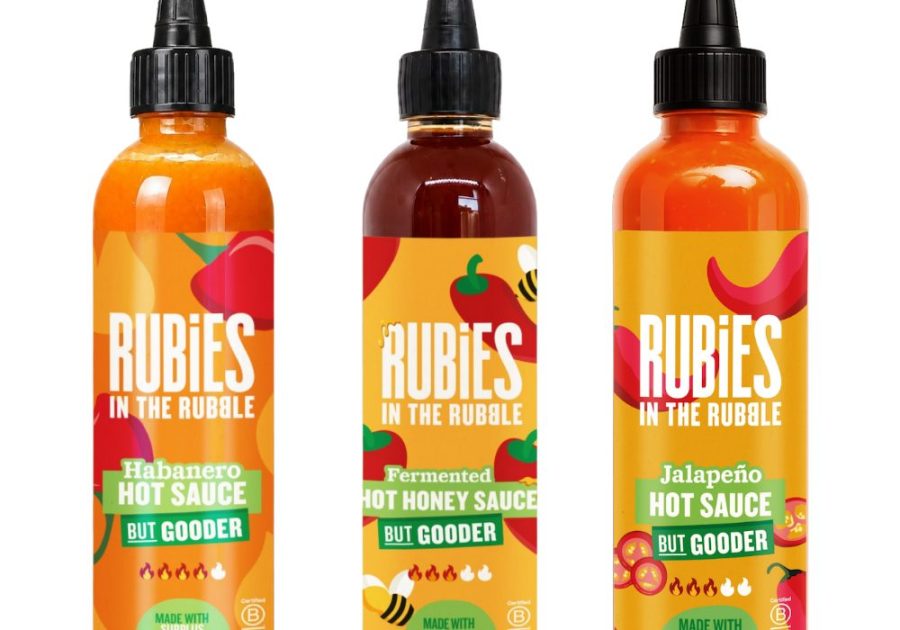 hree bottles from the Rubies in the Rubble launch range of hot sauces