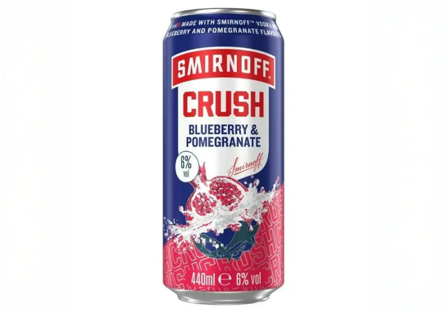 A 440ml can of the new Smirnoff Crush Blueberry & Pomegranate mixed drink