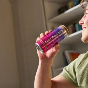 Spacegoods Oat Mushroom Latte ready‑to‑drink can featuring functional coffee ingredients.
