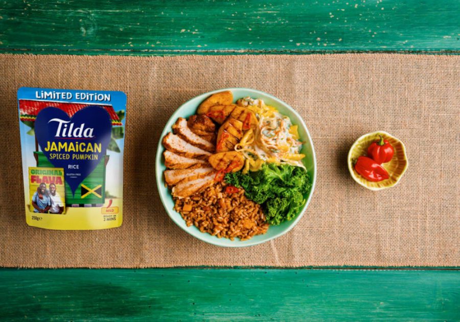 caribbean culinary crossover product pouch for Tilda Jamaican Spiced Pumpkin Rice