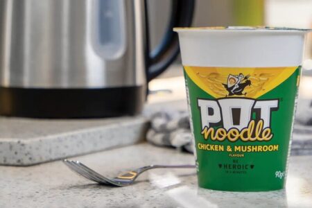 Iconic Pot noodle snack in recyclable paper pot trial
