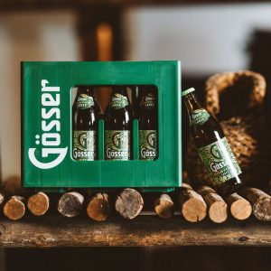 Vetropack's lightweight, thermally tempered Rezon glass bottle, used for Gösser Biostoff Lager in Austria.