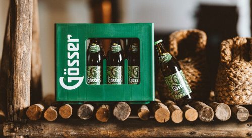 Vetropack's lightweight, thermally tempered Rezon glass bottle, used for Gösser Biostoff Lager in Austria.