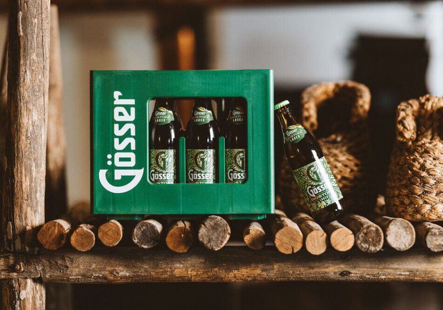Vetropack's lightweight, thermally tempered Rezon glass bottle, used for Gösser Biostoff Lager in Austria.