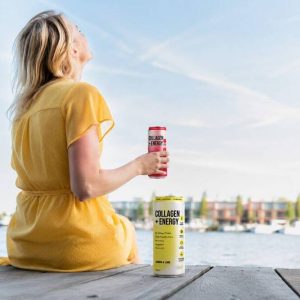 Can of Vybey Collagen + Energy functional drink in Mixed Berry flavour with collagen, caffeine and electrolytes.