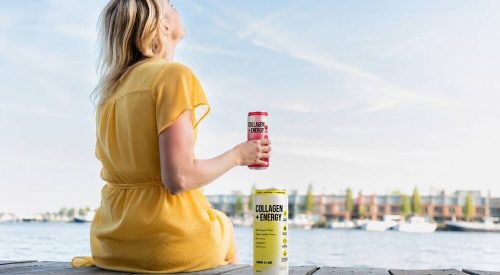 Can of Vybey Collagen + Energy functional drink in Mixed Berry flavour with collagen, caffeine and electrolytes.