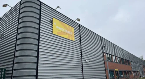 Wholebake’s new 76,000 sq ft Wrexham production facility with modern high‑speed snack bar manufacturing lines.